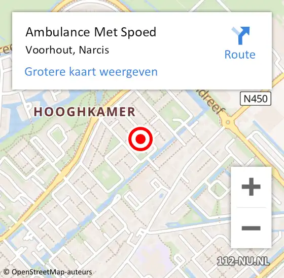 Locatie op kaart van de 112 melding: Ambulance Met Spoed Naar Voorhout, Narcis op 22 november 2022 12:35