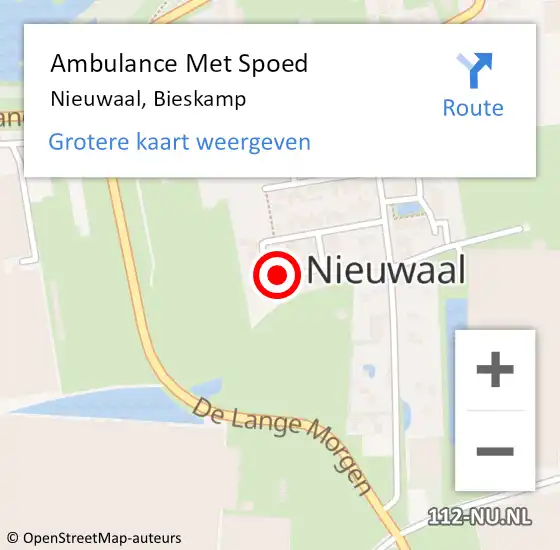 Locatie op kaart van de 112 melding: Ambulance Met Spoed Naar Nieuwaal, Bieskamp op 22 november 2022 13:11