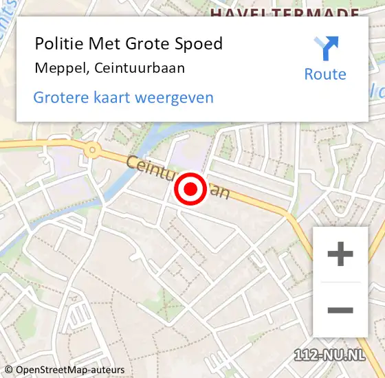 Locatie op kaart van de 112 melding: Politie Met Grote Spoed Naar Meppel, Ceintuurbaan op 22 november 2022 13:13