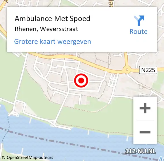 Locatie op kaart van de 112 melding: Ambulance Met Spoed Naar Rhenen, Weversstraat op 22 november 2022 13:25