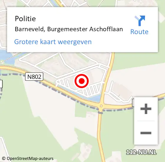 Locatie op kaart van de 112 melding: Politie Barneveld, Burgemeester Aschofflaan op 22 november 2022 13:26