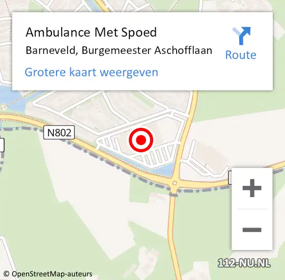 Locatie op kaart van de 112 melding: Ambulance Met Spoed Naar Barneveld, Burgemeester Aschofflaan op 22 november 2022 13:31