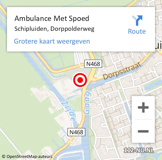 Locatie op kaart van de 112 melding: Ambulance Met Spoed Naar Schipluiden, Dorppolderweg op 22 november 2022 14:14