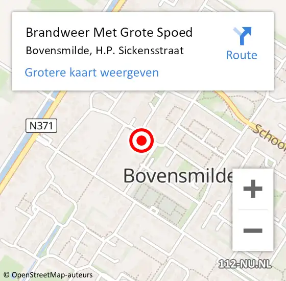 Locatie op kaart van de 112 melding: Brandweer Met Grote Spoed Naar Bovensmilde, H.P. Sickensstraat op 22 november 2022 14:17