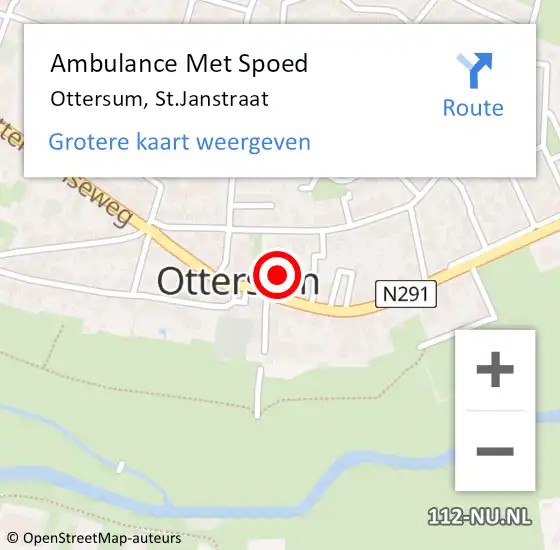 Locatie op kaart van de 112 melding: Ambulance Met Spoed Naar Ottersum, St.Janstraat op 22 november 2022 14:51