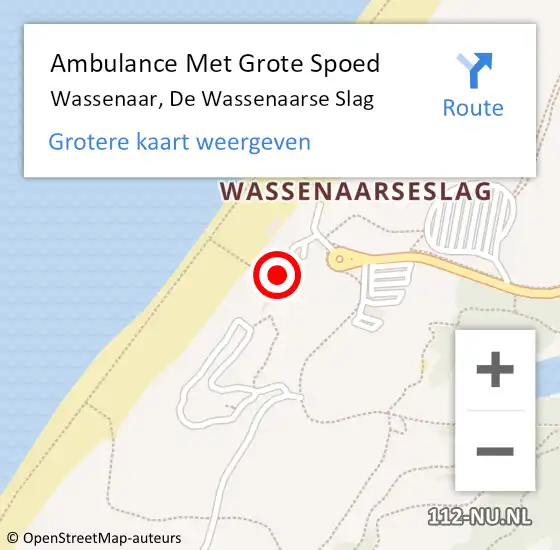 Locatie op kaart van de 112 melding: Ambulance Met Grote Spoed Naar Wassenaar, De Wassenaarse Slag op 22 november 2022 14:55