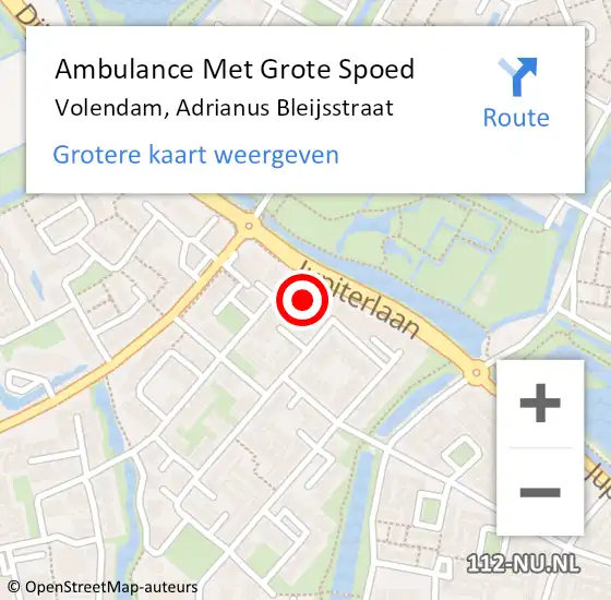 Locatie op kaart van de 112 melding: Ambulance Met Grote Spoed Naar Volendam, Adrianus Bleijsstraat op 22 november 2022 15:00