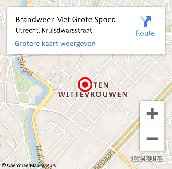 Locatie op kaart van de 112 melding: Brandweer Met Grote Spoed Naar Utrecht, Kruisdwarsstraat op 22 november 2022 15:03