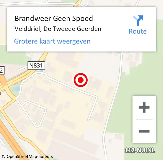 Locatie op kaart van de 112 melding: Brandweer Geen Spoed Naar Velddriel, De Tweede Geerden op 22 november 2022 15:12