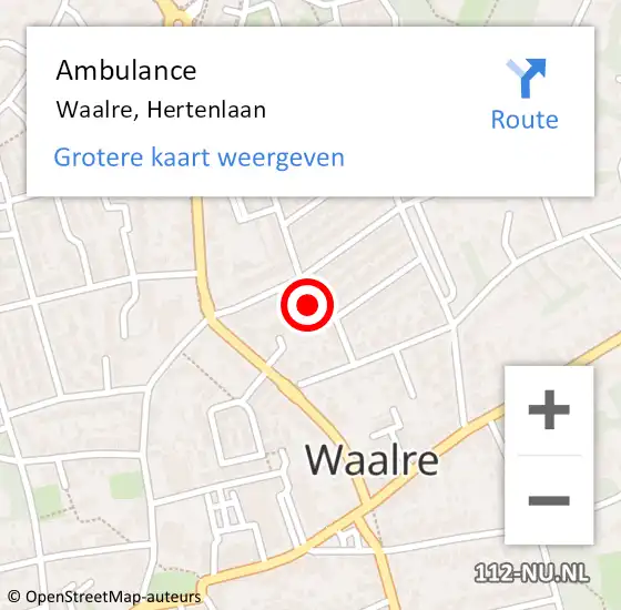 Locatie op kaart van de 112 melding: Ambulance Waalre, Hertenlaan op 5 augustus 2014 19:56