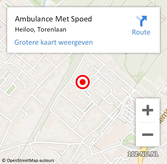 Locatie op kaart van de 112 melding: Ambulance Met Spoed Naar Heiloo, Torenlaan op 22 november 2022 16:09