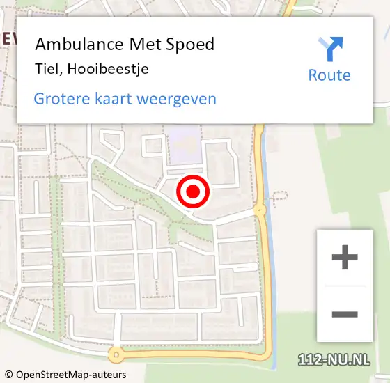 Locatie op kaart van de 112 melding: Ambulance Met Spoed Naar Tiel, Hooibeestje op 22 november 2022 16:14