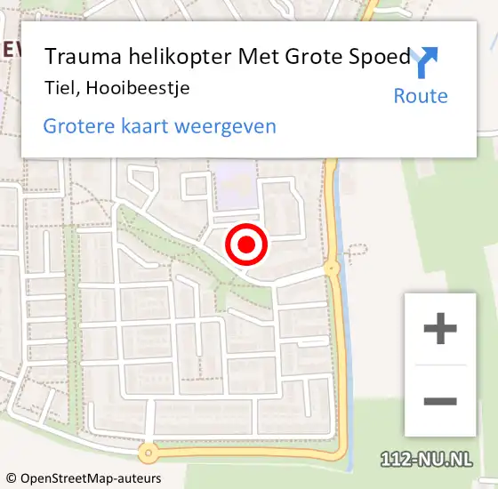 Locatie op kaart van de 112 melding: Trauma helikopter Met Grote Spoed Naar Tiel, Hooibeestje op 22 november 2022 16:18