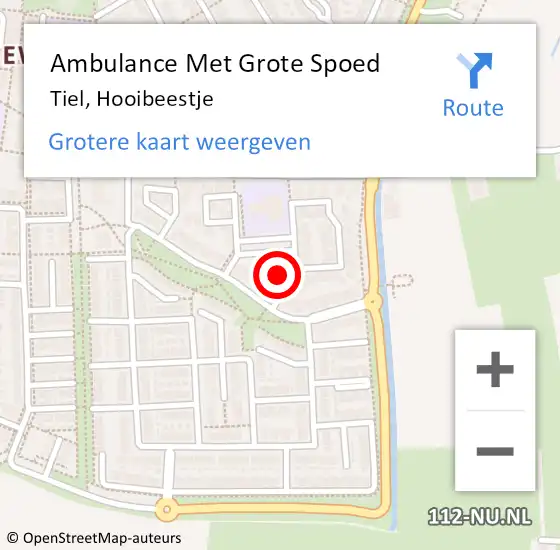 Locatie op kaart van de 112 melding: Ambulance Met Grote Spoed Naar Tiel, Hooibeestje op 22 november 2022 16:20