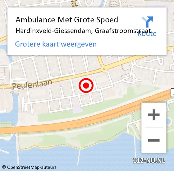 Locatie op kaart van de 112 melding: Ambulance Met Grote Spoed Naar Hardinxveld-Giessendam, Graafstroomstraat op 22 november 2022 16:25