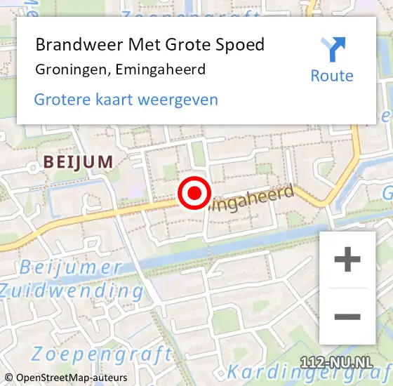 Locatie op kaart van de 112 melding: Brandweer Met Grote Spoed Naar Groningen, Emingaheerd op 22 november 2022 17:24