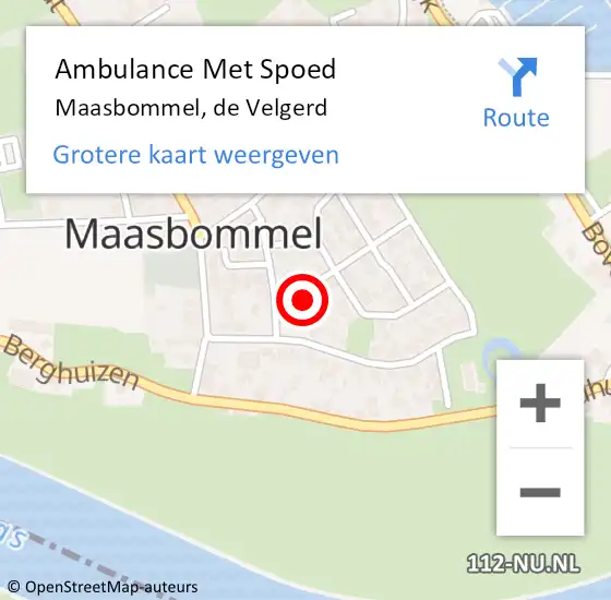 Locatie op kaart van de 112 melding: Ambulance Met Spoed Naar Maasbommel, de Velgerd op 22 november 2022 17:40