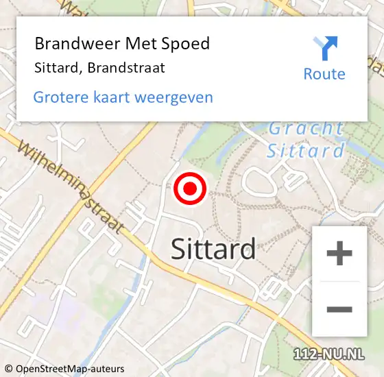 Locatie op kaart van de 112 melding: Brandweer Met Spoed Naar Sittard, Brandstraat op 22 november 2022 17:47