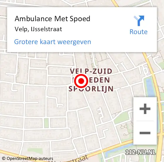 Locatie op kaart van de 112 melding: Ambulance Met Spoed Naar Velp, IJsselstraat op 22 november 2022 18:27