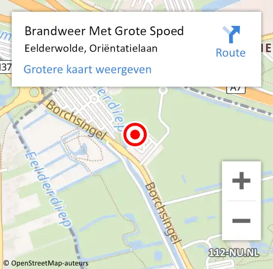 Locatie op kaart van de 112 melding: Brandweer Met Grote Spoed Naar Eelderwolde, Oriëntatielaan op 22 november 2022 18:54