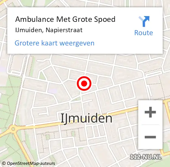 Locatie op kaart van de 112 melding: Ambulance Met Grote Spoed Naar IJmuiden, Napierstraat op 22 november 2022 19:00