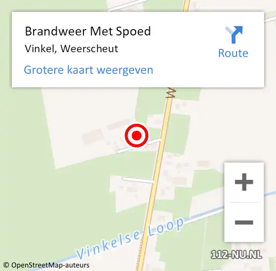 Locatie op kaart van de 112 melding: Brandweer Met Spoed Naar Vinkel, Weerscheut op 22 november 2022 19:06