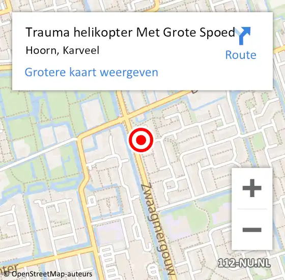 Locatie op kaart van de 112 melding: Trauma helikopter Met Grote Spoed Naar Hoorn, Karveel op 22 november 2022 19:15