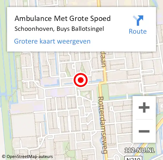 Locatie op kaart van de 112 melding: Ambulance Met Grote Spoed Naar Schoonhoven, Buys Ballotsingel op 22 november 2022 19:19