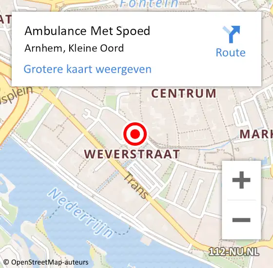 Locatie op kaart van de 112 melding: Ambulance Met Spoed Naar Arnhem, Kleine Oord op 22 november 2022 19:33