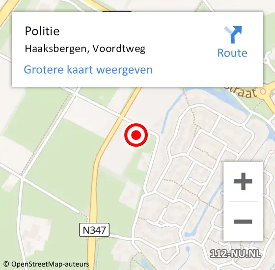 Locatie op kaart van de 112 melding: Politie Haaksbergen, Voordtweg op 22 november 2022 19:37