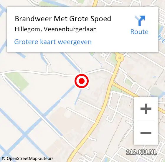 Locatie op kaart van de 112 melding: Brandweer Met Grote Spoed Naar Hillegom, Veenenburgerlaan op 22 november 2022 19:48
