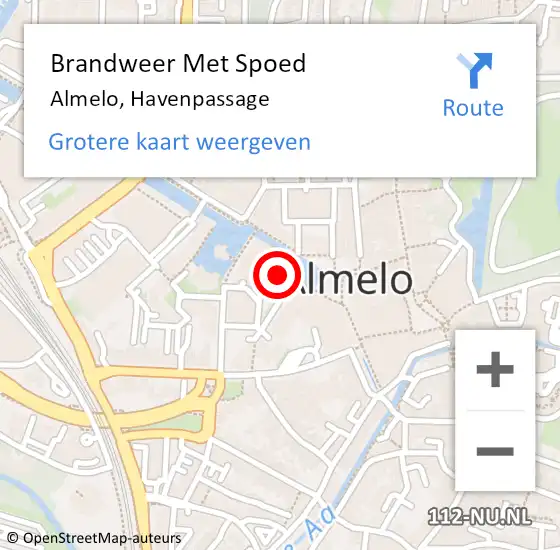 Locatie op kaart van de 112 melding: Brandweer Met Spoed Naar Almelo, Havenpassage op 22 november 2022 19:50