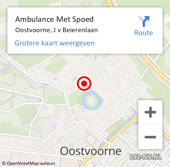 Locatie op kaart van de 112 melding: Ambulance Met Spoed Naar Oostvoorne, J v Beierenlaan op 22 november 2022 20:08