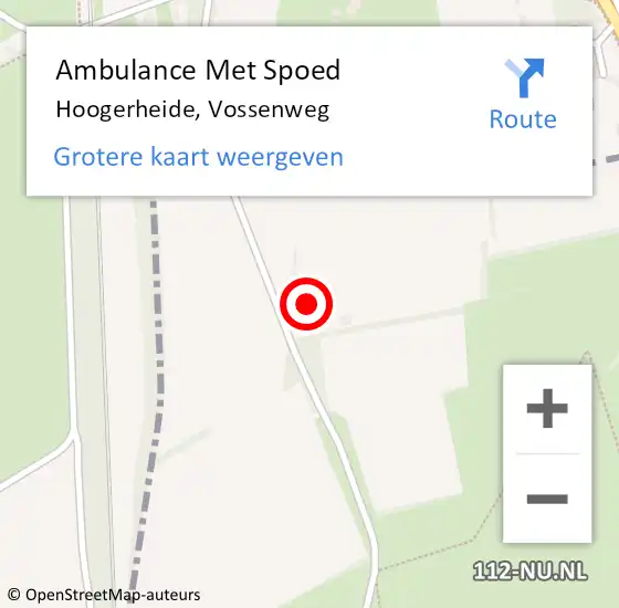 Locatie op kaart van de 112 melding: Ambulance Met Spoed Naar Hoogerheide, Vossenweg op 5 augustus 2014 20:36