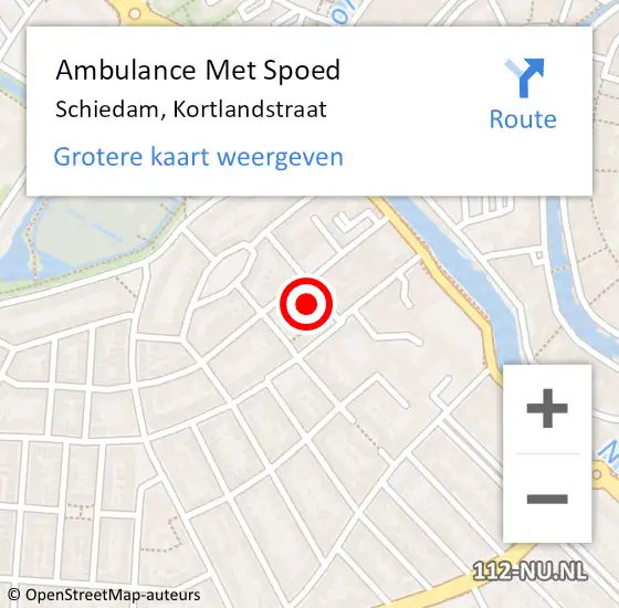 Locatie op kaart van de 112 melding: Ambulance Met Spoed Naar Schiedam, Kortlandstraat op 22 november 2022 20:52