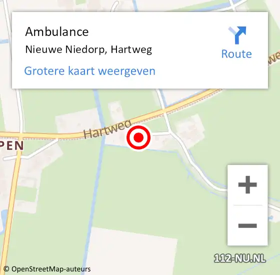 Locatie op kaart van de 112 melding: Ambulance Nieuwe Niedorp, Hartweg op 22 november 2022 20:53