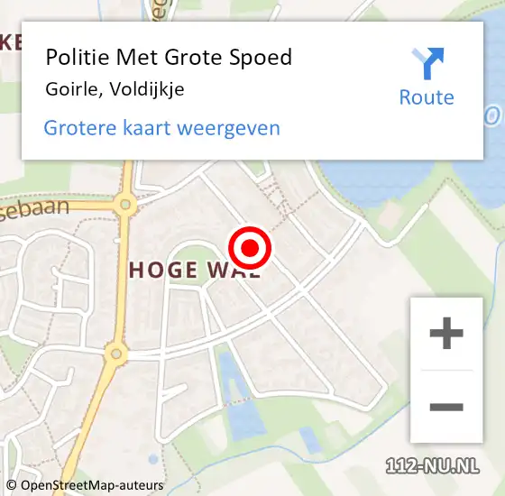 Locatie op kaart van de 112 melding: Politie Met Grote Spoed Naar Goirle, Voldijkje op 22 november 2022 21:06