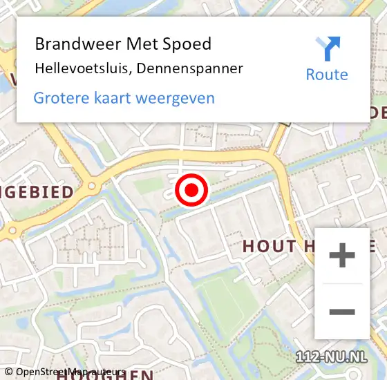 Locatie op kaart van de 112 melding: Brandweer Met Spoed Naar Hellevoetsluis, Dennenspanner op 22 november 2022 21:32