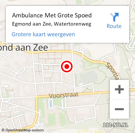 Locatie op kaart van de 112 melding: Ambulance Met Grote Spoed Naar Egmond aan Zee, Watertorenweg op 22 november 2022 21:46