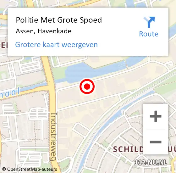Locatie op kaart van de 112 melding: Politie Met Grote Spoed Naar Assen, Havenkade op 22 november 2022 21:55