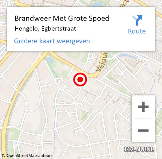 Locatie op kaart van de 112 melding: Brandweer Met Grote Spoed Naar Hengelo, Egbertstraat op 22 november 2022 22:47