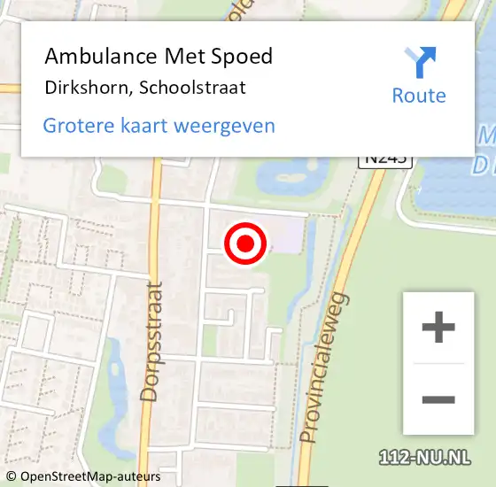 Locatie op kaart van de 112 melding: Ambulance Met Spoed Naar Dirkshorn, Schoolstraat op 22 november 2022 22:48