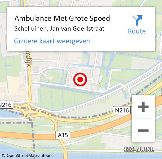 Locatie op kaart van de 112 melding: Ambulance Met Grote Spoed Naar Schelluinen, Jan van Goerlstraat op 22 november 2022 23:03