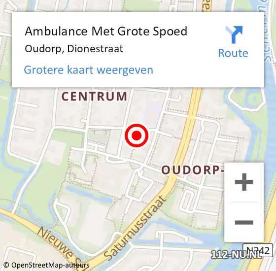 Locatie op kaart van de 112 melding: Ambulance Met Grote Spoed Naar Oudorp, Dionestraat op 22 november 2022 23:23