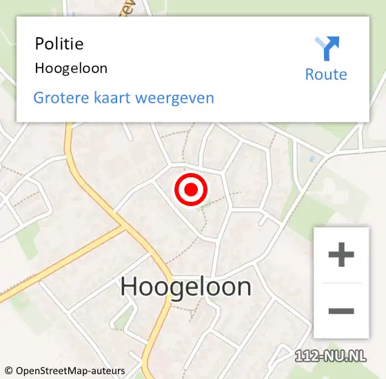 Locatie op kaart van de 112 melding: Politie Hoogeloon op 22 november 2022 23:31