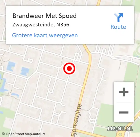 Locatie op kaart van de 112 melding: Brandweer Met Spoed Naar Zwaagwesteinde, N356 op 5 augustus 2014 20:49