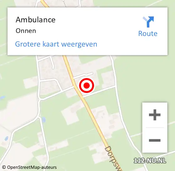 Locatie op kaart van de 112 melding: Ambulance Onnen op 5 augustus 2014 20:50