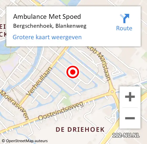 Locatie op kaart van de 112 melding: Ambulance Met Spoed Naar Bergschenhoek, Blankenweg op 23 november 2022 00:06