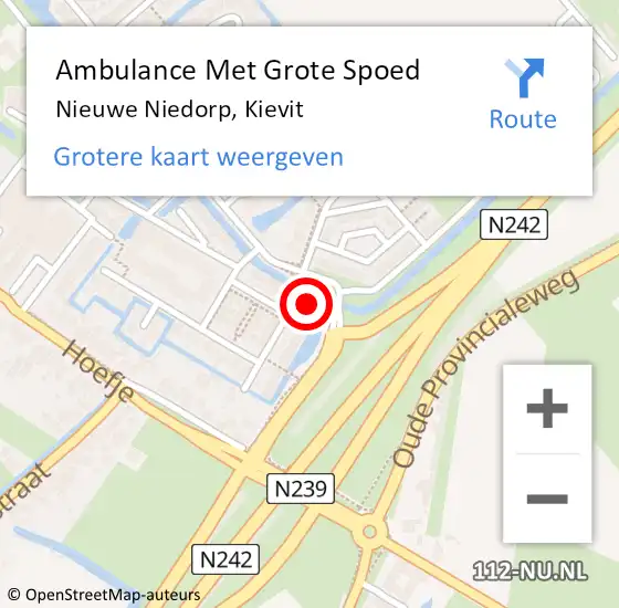 Locatie op kaart van de 112 melding: Ambulance Met Grote Spoed Naar Nieuwe Niedorp, Kievit op 23 november 2022 00:11