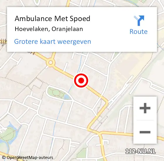 Locatie op kaart van de 112 melding: Ambulance Met Spoed Naar Hoevelaken, Oranjelaan op 23 november 2022 00:28